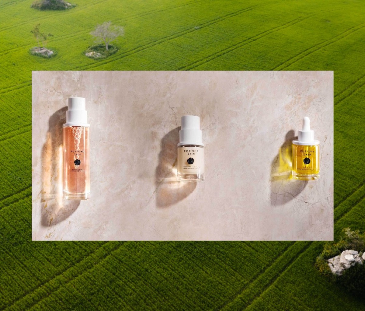 The Most Powerful Organic Skincare Lines Are Coming From Italy 2 Furtuna Skin Transformation Set: Acqua Serena Micellar Cleansing Essence, Porte Per La Vitalità Face and Eye Serum, and Due Alberi Biphase Moisturizing Oil